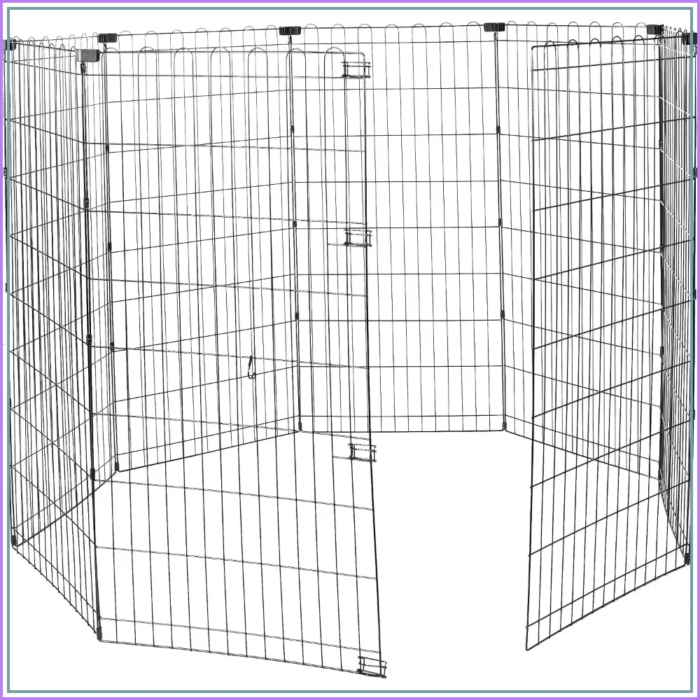 

Foldable Octagonal Metal Dog Playpen, 8 Panels, 24x48 Inches, Rust-Resistant, X-Large, Black