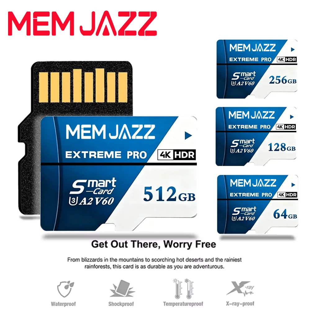 Tarjeta de Memoria de Alta Velocidad de 64 GB 128 GB Compatible con 4K V60 Micro SD C10 U3, Tarjeta de Memoria de 512 GB 256 GB para Cámaras de Teléfonos Inteligentes y Drones
