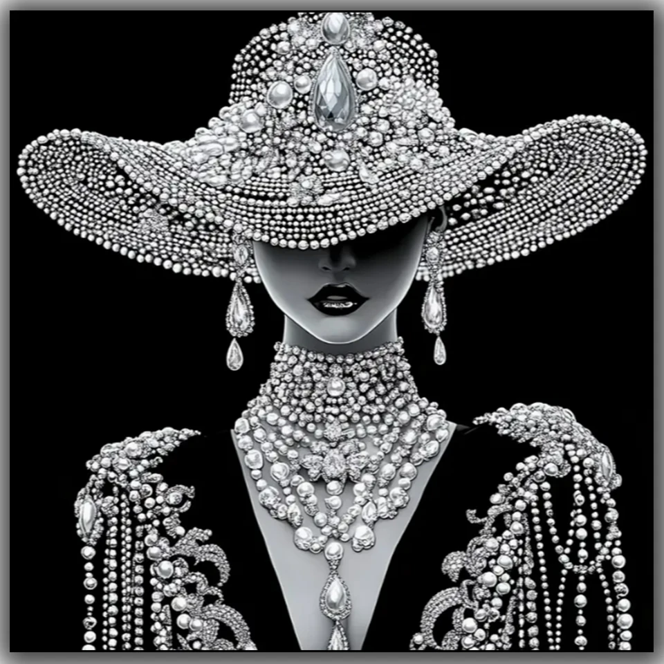 

Mysterious Woman DIY Diamond Painting Kit,Full Square Round Acrylic Diamonds Mosaic Craft Art Set Home Decor Gift