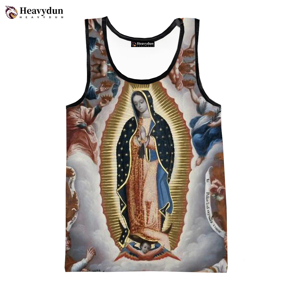 Guadalupe Virgin Mary Catholic 3D Printed Tank Tops Sleeveless Shirts Men Women Summer Harajuku Streetwear Personality Tops Tees