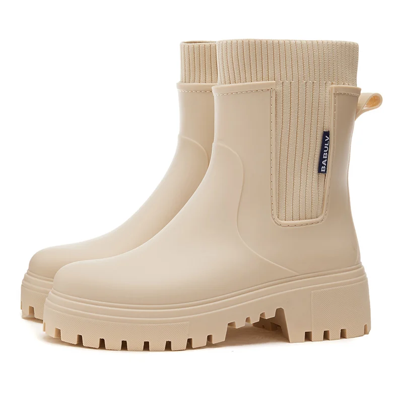 Regenstiefel für Damen, saisonale Mode, neue Outdoor-Zwischensohle, wasserdichte und rutschfeste Gummischuhe, modische Damen-Regenstiefel