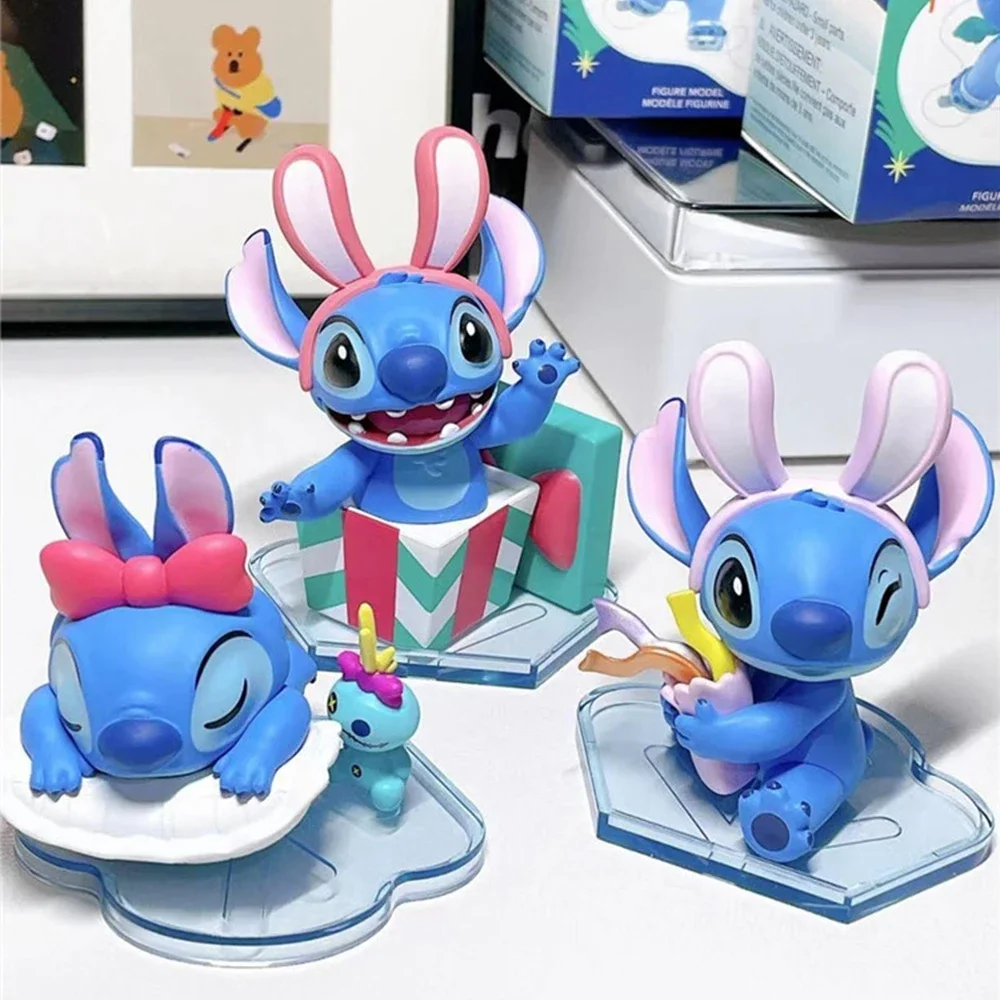 Cartoon animated toys Stitch Disney Lilo & Stitch Blind Box Rabbit Winter Story series action characters Named Triton model surp