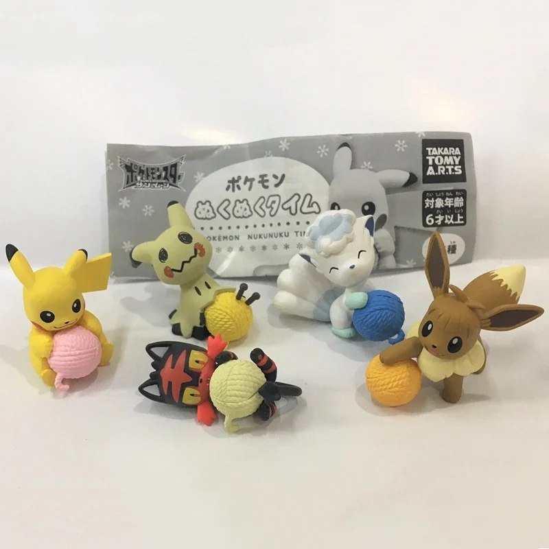 Takara tomy pikachu eevee anime boneca brinquedos pvc figura de ação modelo chespin rowlet coleção dos desenhos animados estatueta para crianças presentes
