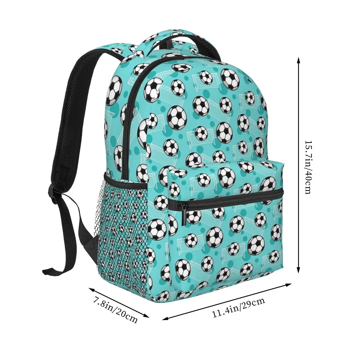 Soccer Ball And Goal Teal Pattern - Teal Soccer Backpacks Boys Girls Bookbag Children School Bags Laptop Rucksack Shoulder Bag