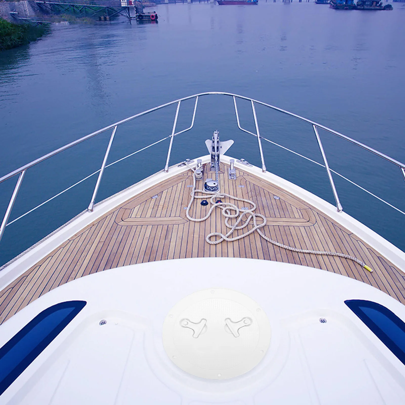 

9in Round Boat Hatch with Detachable Cover Inspection Deck Plate Hatch for Ships RV Round Marine Deck Access Hatch