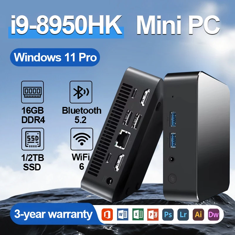 

Windows 11 Pro Core i9 8950HK i3 6100U Мини-ПК 16 ГБ DDR4 1 ТБ M.2 SSD WIFI6 BT5.2 4K HD Мини-игровой ПК Компьютер【 Гарантия 3 года】