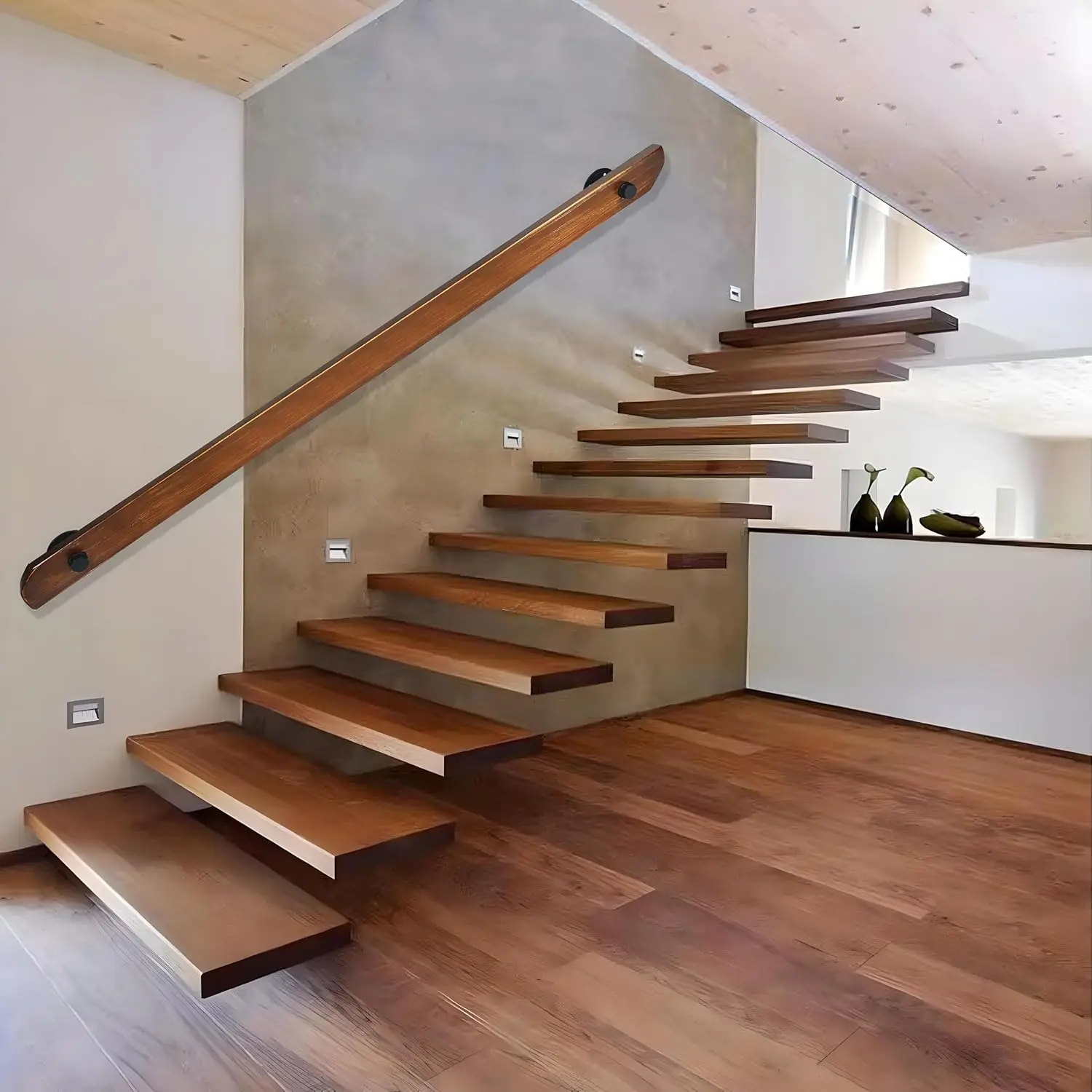 Rustic Indoor Staircase Handrails - Non-Slip, Wall Mount, Retro Style, Support Rod for Home Loft Corridors