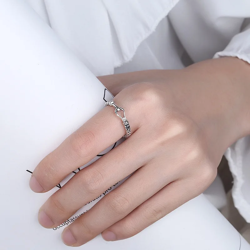 New in 925 Sterling Silver Chain Weave ​Adjustable Women's Ring Wedding Jewelry Accessories Wholesale