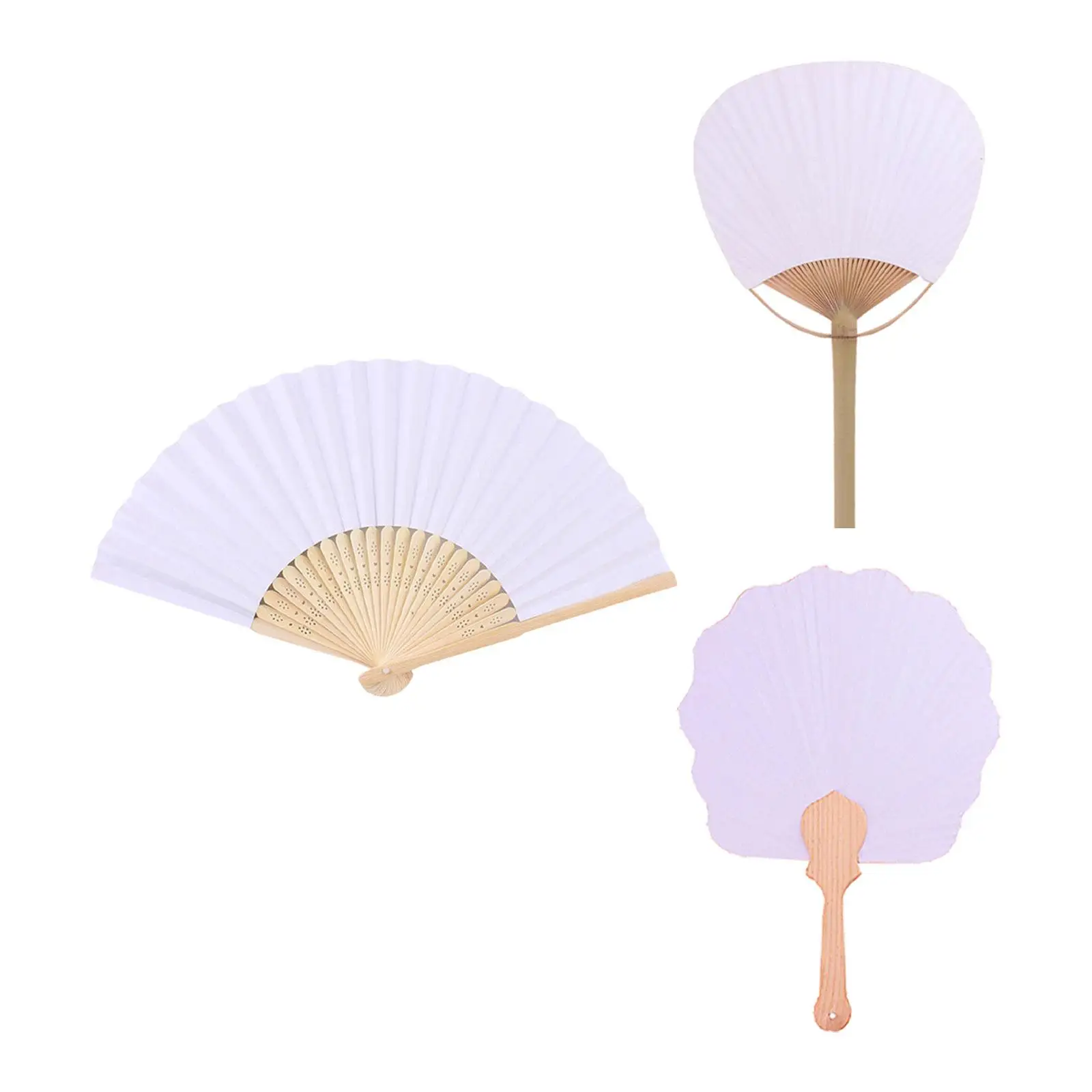 50x Blank Paper Fans DIY Coloring Game Fan Handheld Paper Fan Craft for Kids for Children Crafts Party Favors Festival