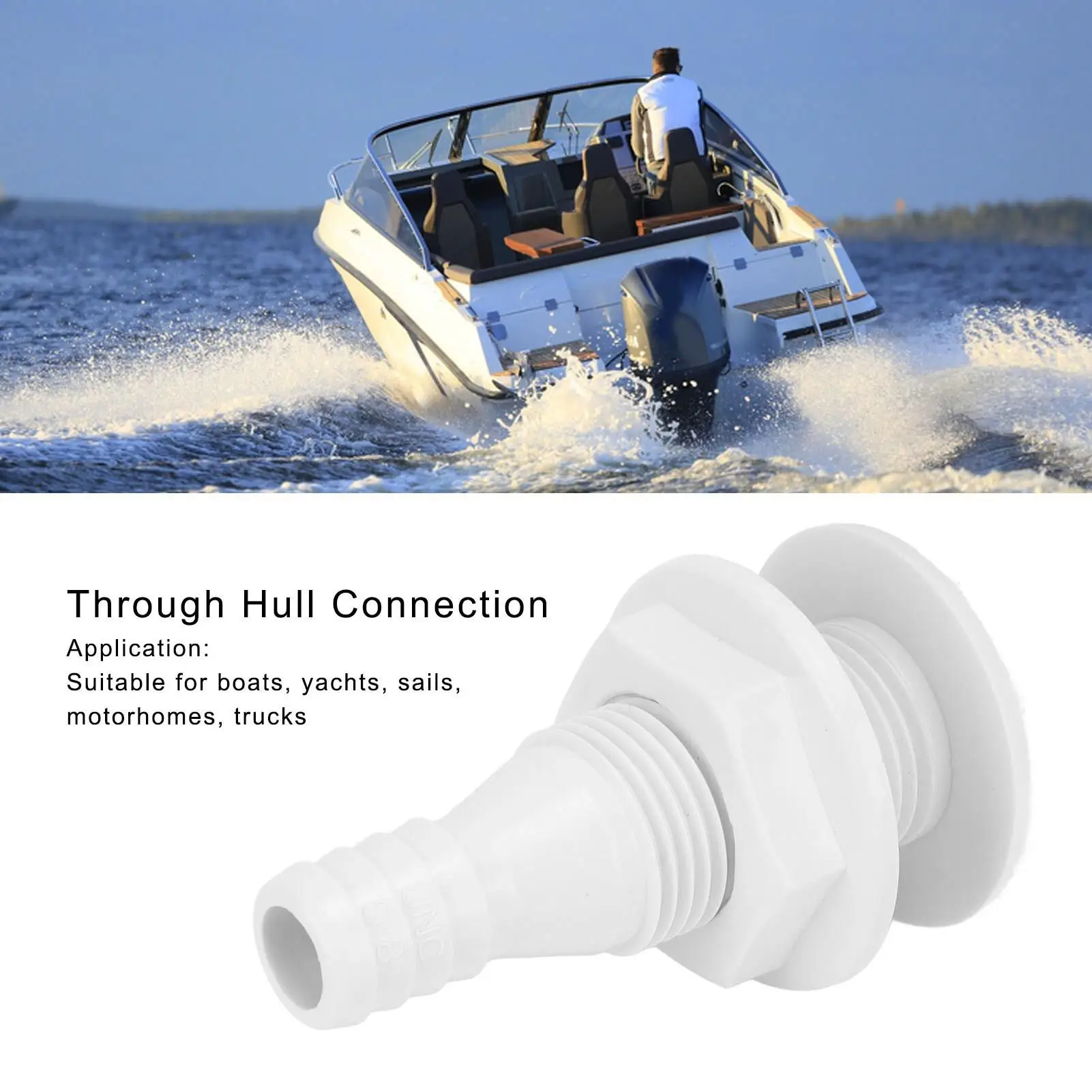 Boat Drain Outlet Plug High Strength Boat Through Hull Connecter Rugged Nylon Impact Resistant for sails