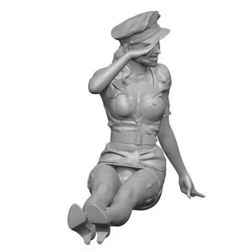 Figurine soldat féminin de la seconde guerre mondiale, modèle en résine ventuse Gk, Micro Miniature, modèle blanc imprimé en 3d, jouet, Kit non assemblé et non peint, 1/16
