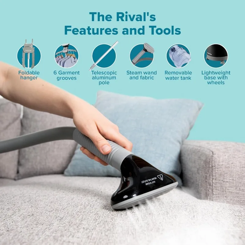 Steam & Go - The Rival Handheld Steamer for Clothes, Upright Foldable Garment Steamer for Curtains, Beddings, & Upholstery