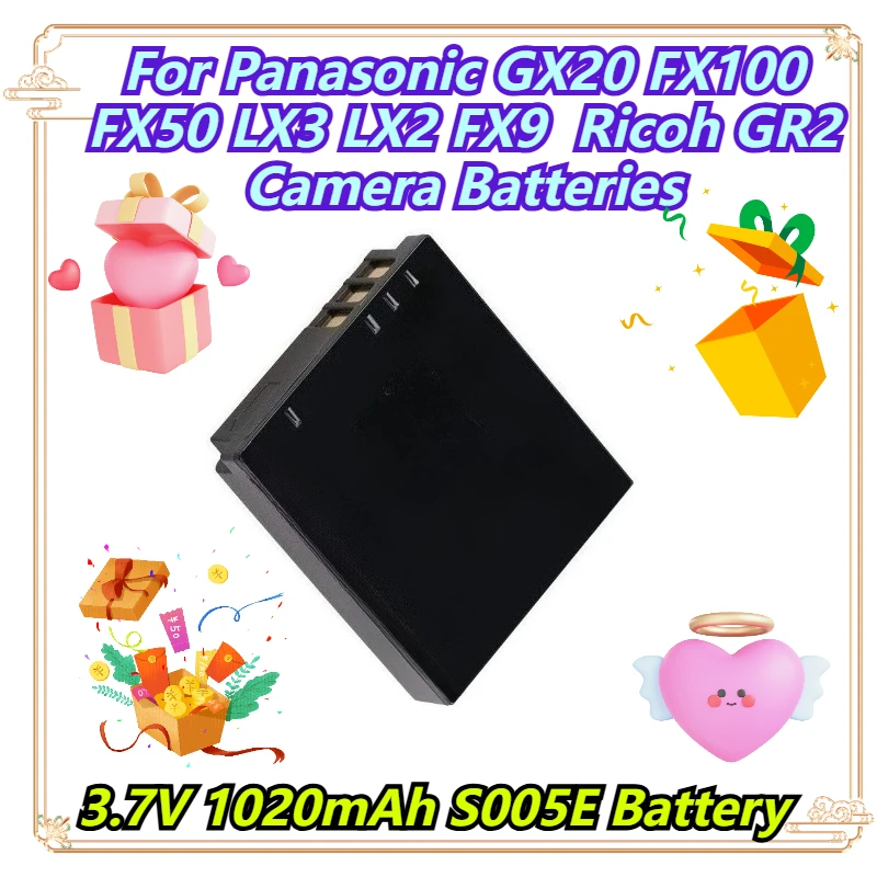 

3.7V 1020mAh S005E Battery For Panasonic GX20 FX100 FX50 LX3 LX2 FX9 Ricoh GR2 Camera Batteries