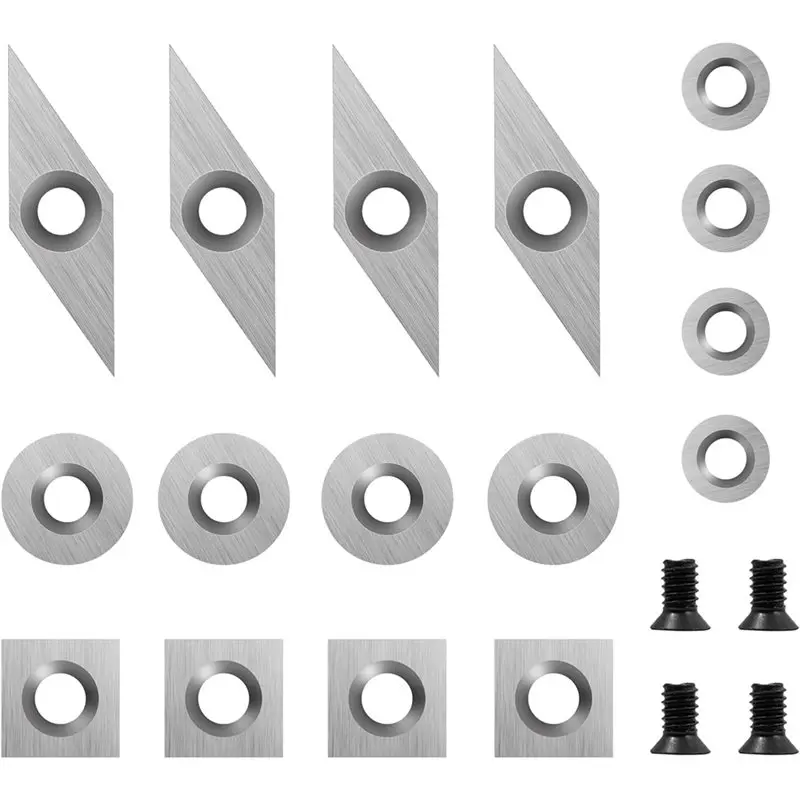 

ABWZ-Cemented Carbide Cutters Inserts 16Pcs Set For Woodworking Lathe Blades, Disposable Handheld Wood Turning Tools