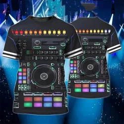 DJ Rock T-shirt Men's Bar Nightclub Party Short Sleeve Fashion Trendy Men's Top Music 3D Harajuku Print O-neck Hip Hop T-shirt