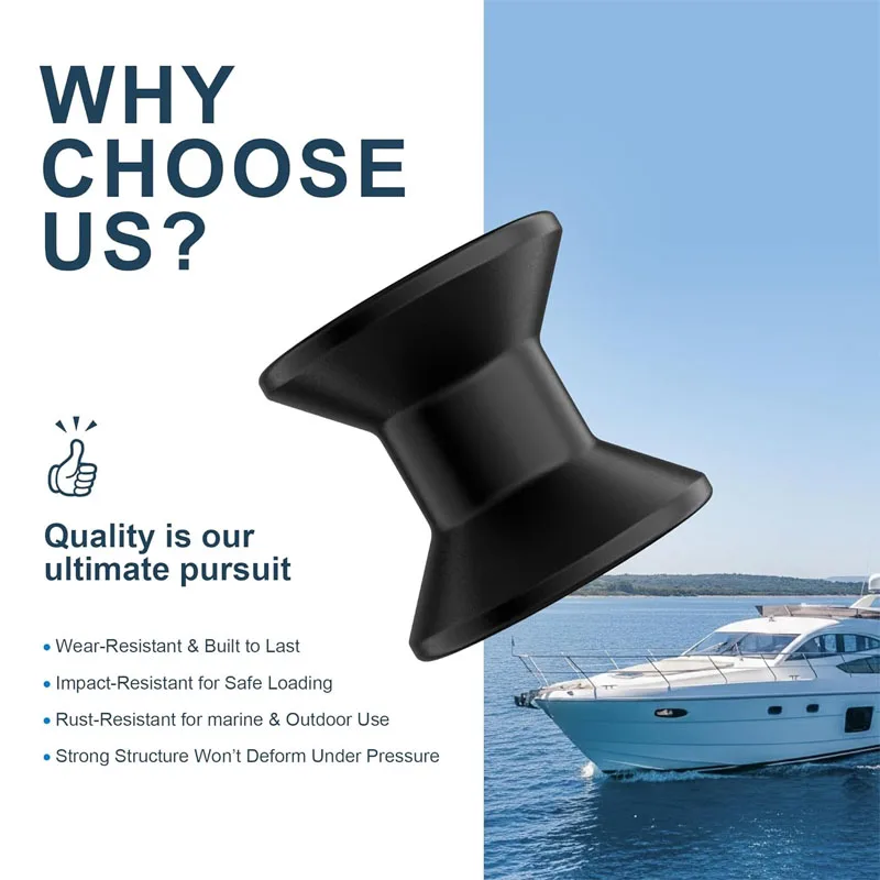 Protective Boat Trailer Bow Stop Roller Wear-Resistant Bell Roller Shock Proof Boat Yachts Trailer Boat Trailer Roller 3''×1/2''