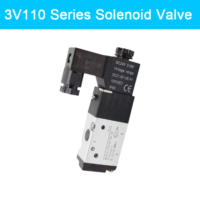 3V110-06 Series Solenoid Valve 3 Port 2 Position 3V110-06NC 3V110-06NO with Fitting