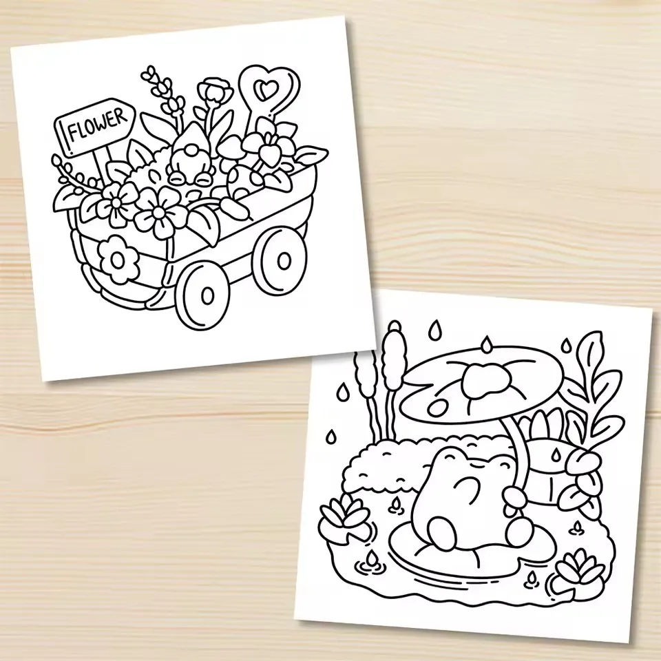 كتاب تلوين للكبار من TINY GARDENS - أنماط جريئة وسهلة ولطيفة، هدية رسم مريحة لحفلات أعياد الميلاد