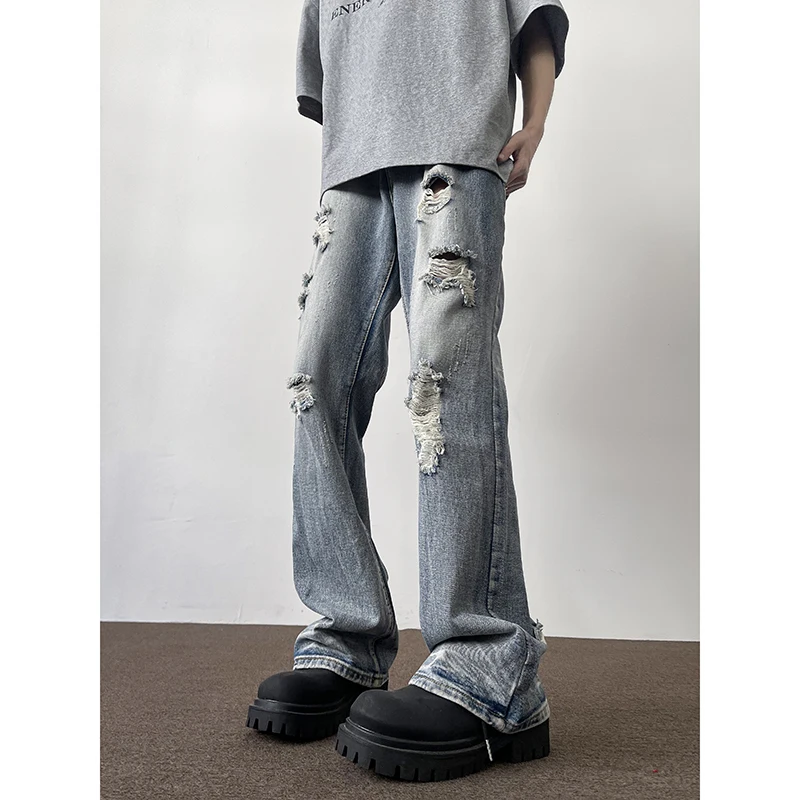 Jeans strappati pantaloni da uomo estate nuovi pantaloni a gamba dritta jeans alla moda pantaloni da uomo estate nuovi pantaloni a gamba dritta tendenza