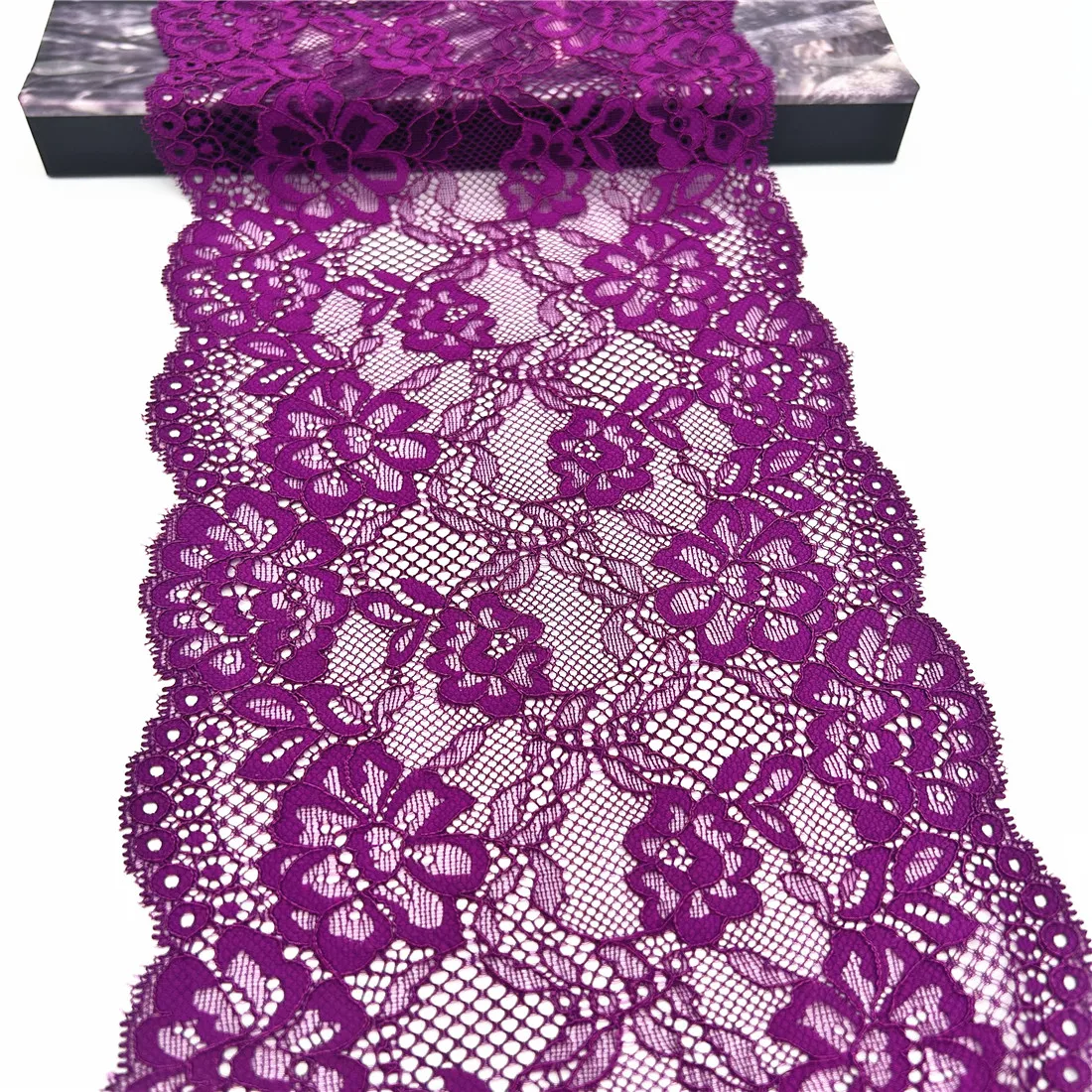 3y/lot Width 17cm Violet Purple Stretch Elastic Lace Trim Skirt Hem Underwear Sewing Craft DIY Apparel Fabrics Lace Lingerie