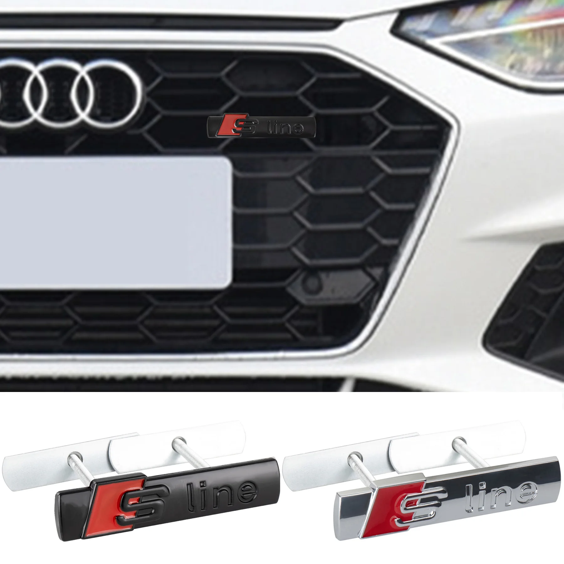 

3D Metal Sline Badge Car Styling Front Grille Emblem Auto Refit Accessories for Audi A1 A2 A3 A4 A5 A6 A7 A8 Q1 Q2 Q3 Q5 S3 S5 S
