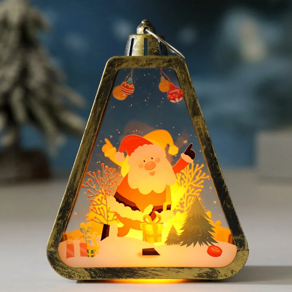 Vintage Style Christmas Lantern Decor Retro Design Warm Cozy Tabletop Ornament Light Up Soft Glowing LED Glowing Decoration