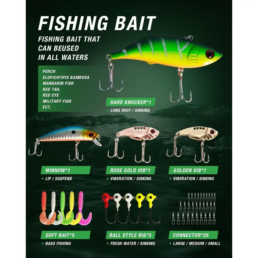 مجموعة صنارة الصيد وبكرة كومبو من الجرافيت، مجموعة أدوات صيد الأسماك المحمولة مع حقيبة حمل للمياه العذبة والمياه المالحة #6