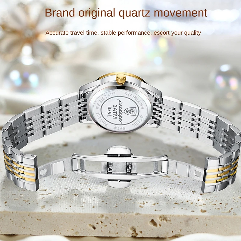 Poedagar Nieuw Quartz Horloge Vrouwen Horloges Dames Rvs Strap Waterdichte Kalender Polshorloge Vrouw Relogio Feminino