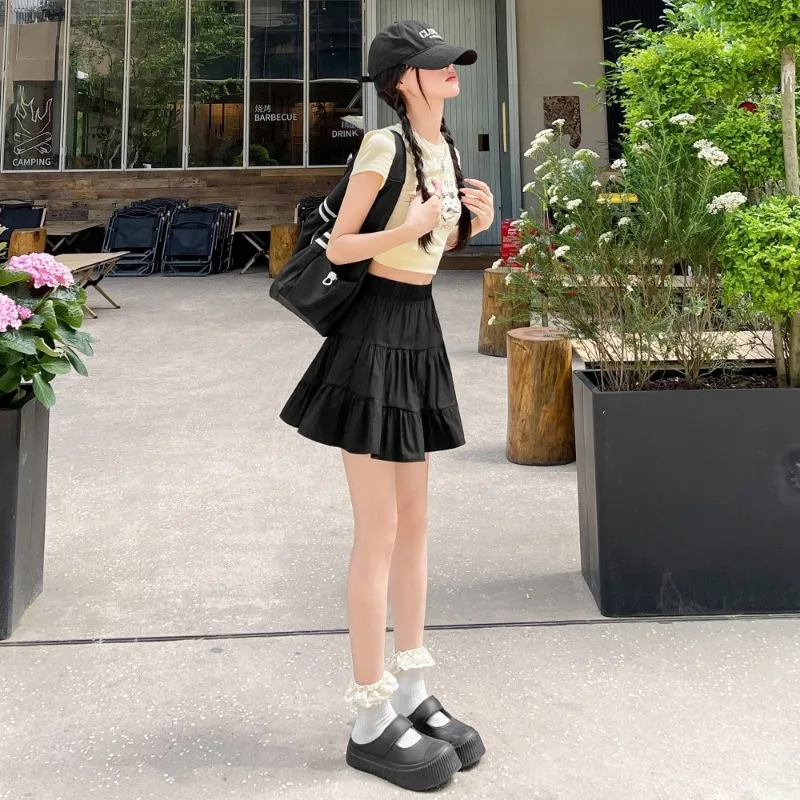 

Женская мини-юбка с высокой талией, многоярусная, плиссированная, в балетном стиле, А-силуэт, юбка-тортик