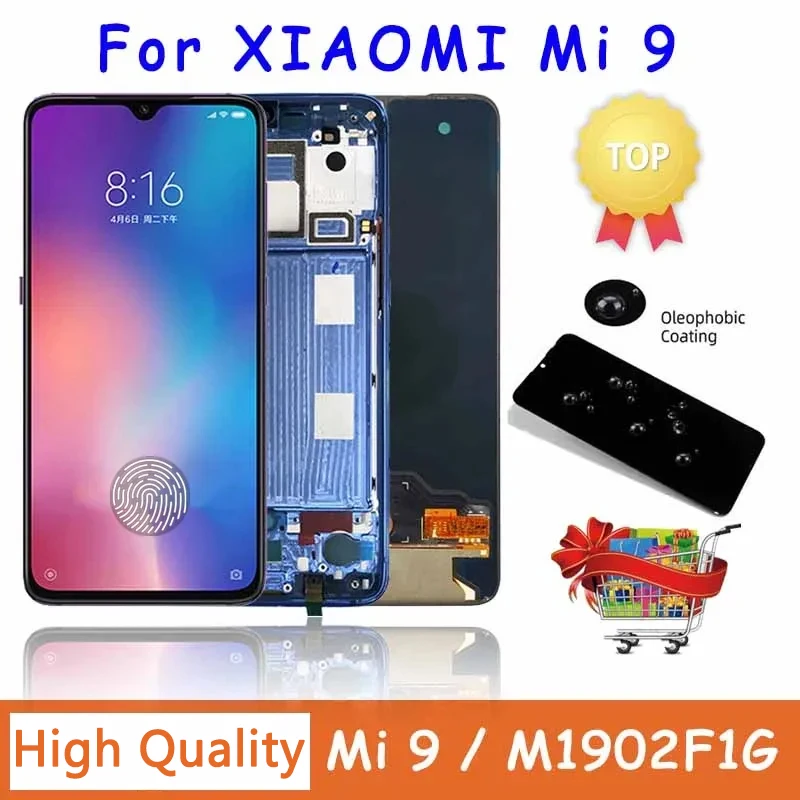 Ensemble écran tactile LCD Super AMOLED, 6.39 pouces, avec lecteur d\'empreinte digitale, pour Xiaomi Mi 9 M1902F1G