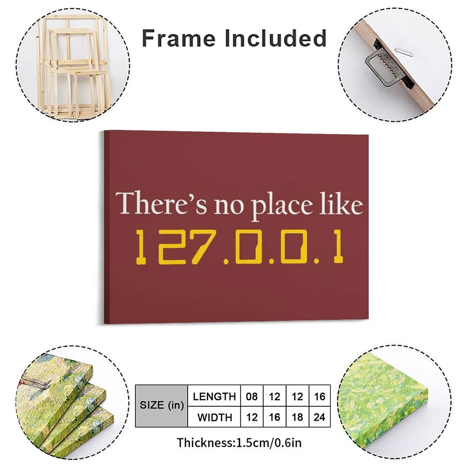 Programming Joke There Is No Place Like 127 0 0 1 Canvas Painting Kitchen Pub Garage Designs Framed Wall Paintings