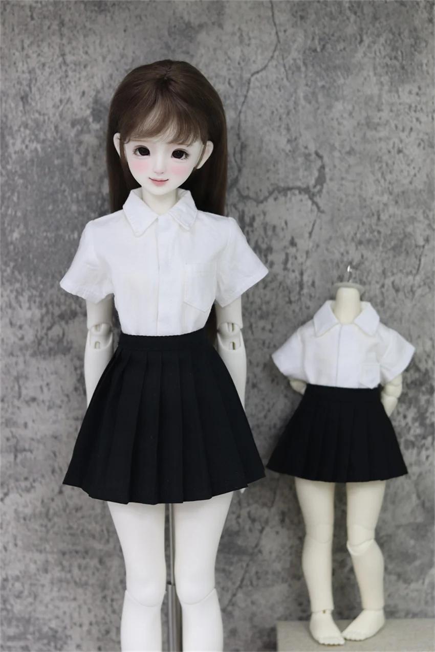 BJD doll clothing basics shirt, solid color pleated skirt 1/4&1/6 BJD doll accessories