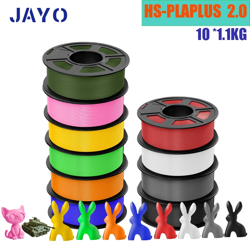 

JAYO 3D Printer pla plus 2.0 High speed 3d Filaments Multiple Color Mixeds 175mm Non-toxic Bubble for 3D Printing 1.1KG/Rolls