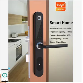 Keyless Entry Sliding Door Digital Tuya APP Smart Fingerprint Password Lock for Aluminum Doors Outdoors