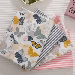 New Pink Butterfly Stripes Printed Cotton Fabric For Sewing Craft Cloth Quilting Baby Dress Tecido Diy Patchwork Handmade Tissu