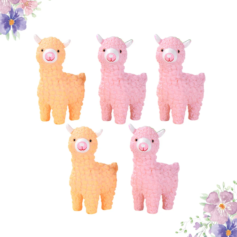

5Pcs Succulent Moss Ornaments Alpaca Shaped Desktop Decoration for Home Office Tabletop Crafts Micro Landscape Adornment