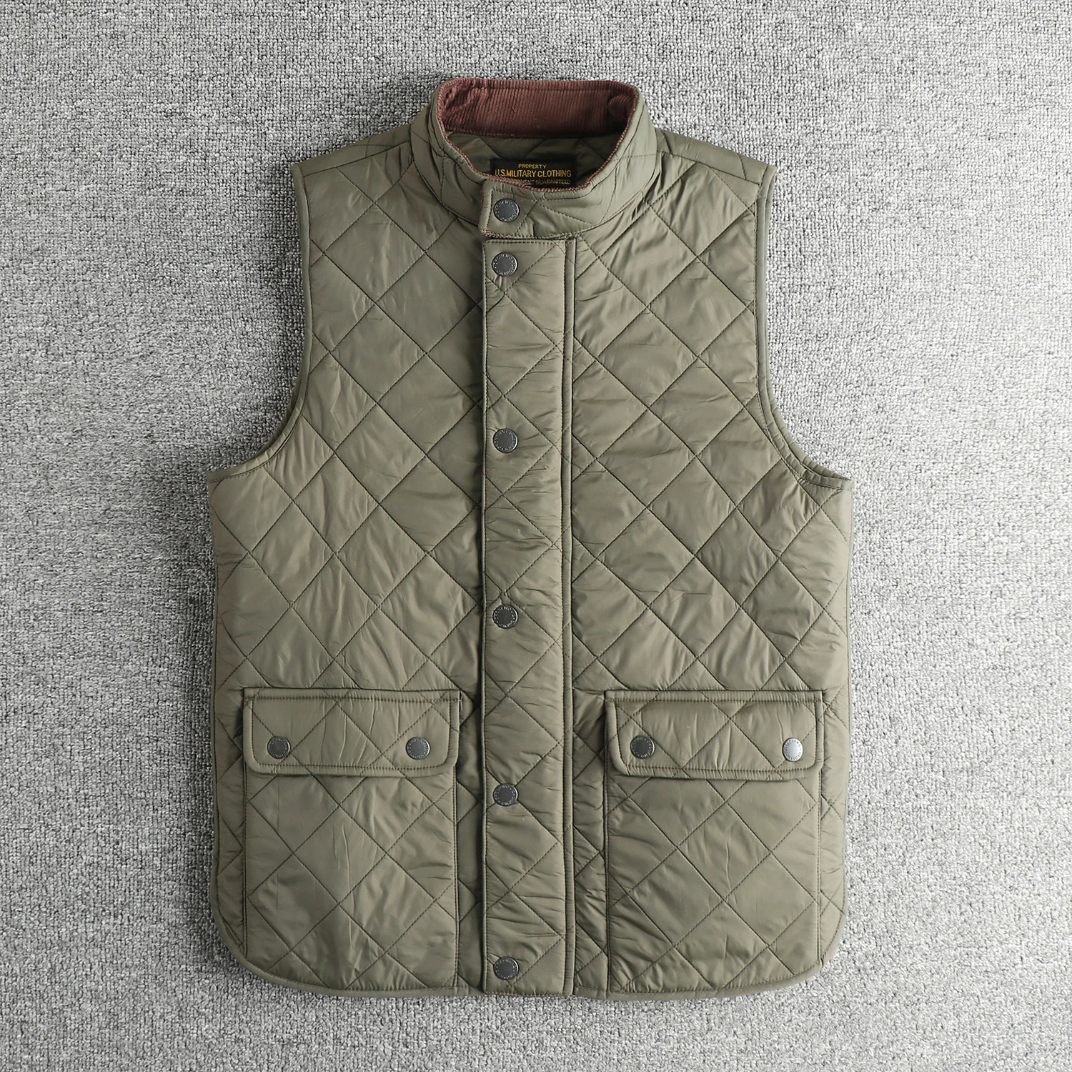 

Retro Stitching Men's Cotton Vest Outdoor Jacket Spring Autumn Workwear with Pockets Stand Collar Standard Fit Youth Fashion
