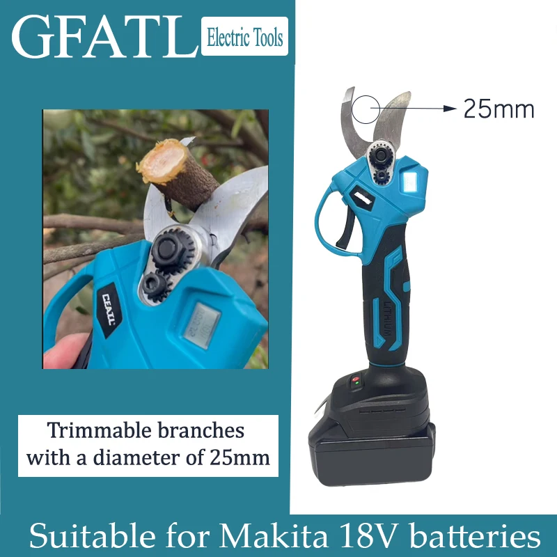 

18V LED Display Professional Brushless Electric Scissors Trimming Garden Fruit Trees Gardening Tools，for 18V Makita battery