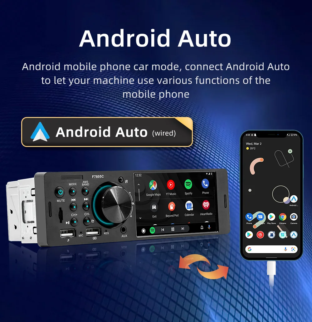 BQCC 1 Din4.1 بوصة تعمل باللمس راديو السيارة السلكية أندرويد السيارات carplay بلوتوث FM USB Mirrorlink 7 أضواء ملونة ستيريو السيارة