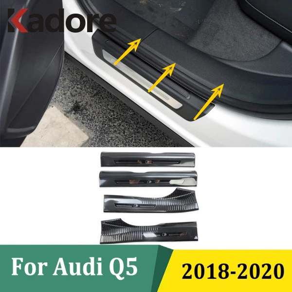 

For Audi Q5 2018 2019 2020 Inner Door Sill Scuff Plate Guards Door Sills Protectors Welcome Pedals Car Styling Accessories