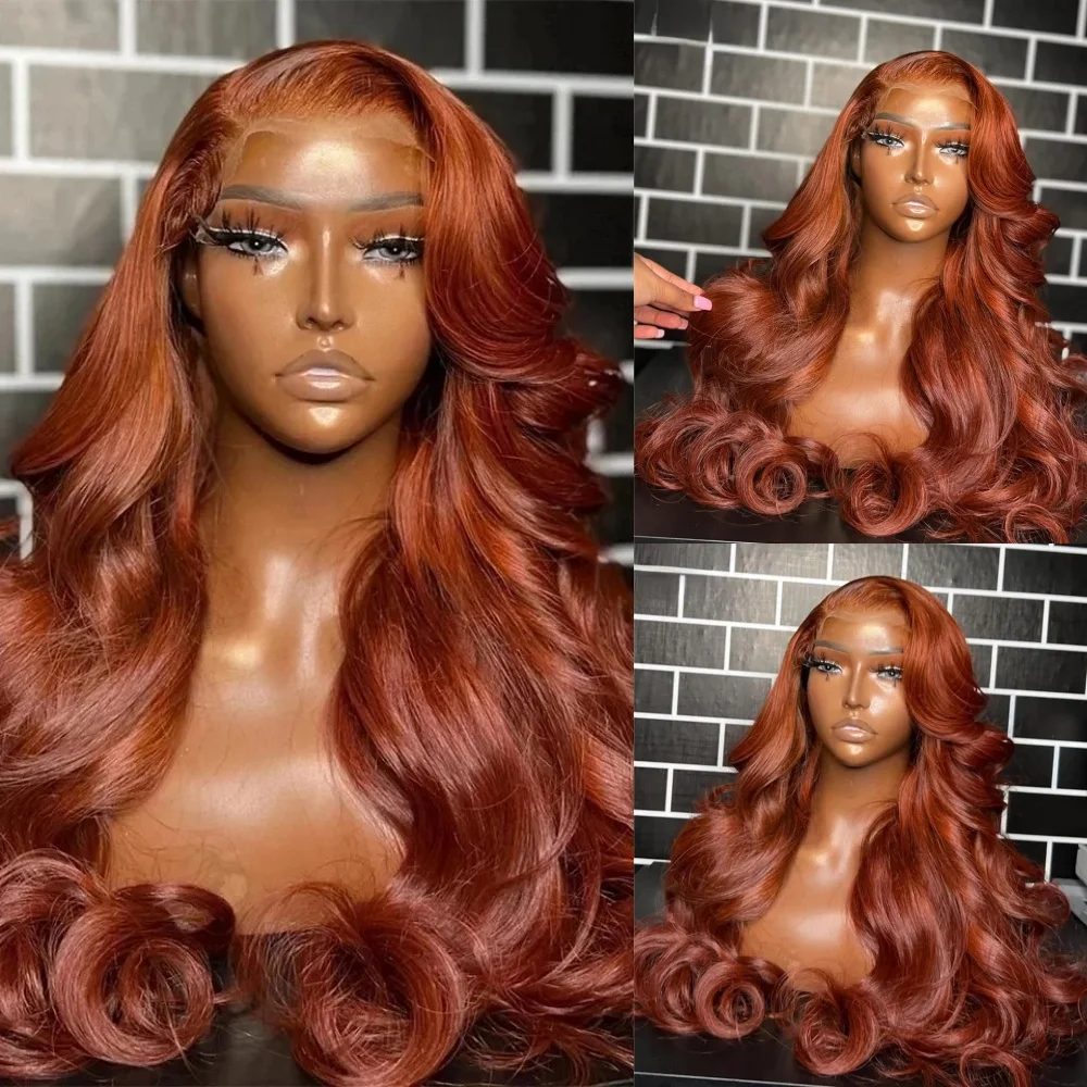 

Красновато-коричневый парик 13x4 HD с прозрачной кружевной передней частью, волнистый, плотность 200, парик 360 Full Lace без клея для женщин, предварительно выщипанный