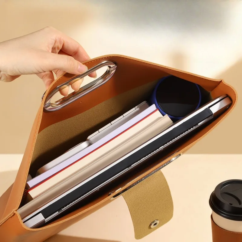 A4 Document Pouch Business Portable Storage Handbag Civil Servant Briefcase Data Bag Handheld Laptop Bag Business Leather Bag