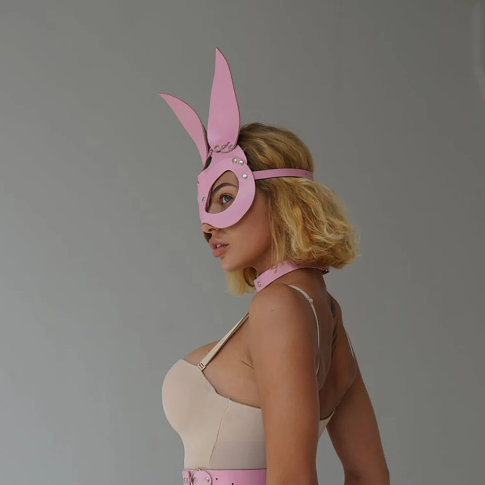 Erotic Women Sexy Mask Cosplay Leather Sex Mask Bunny Ears Halloween Party Mask Masquerade Ball Fancy Masks