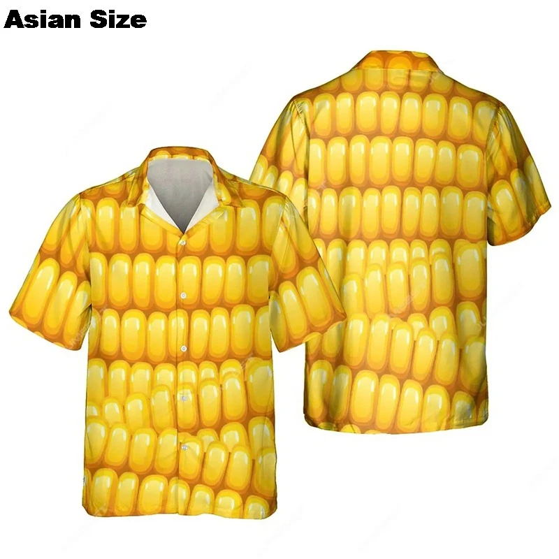 

Рубашки с 3D принтом кукурузы и сельскохозяйственных животных для мужчин, одежда, модные повседневные пляжные рубашки в стиле фермерского дома, мужские блузки с лацканами, топы