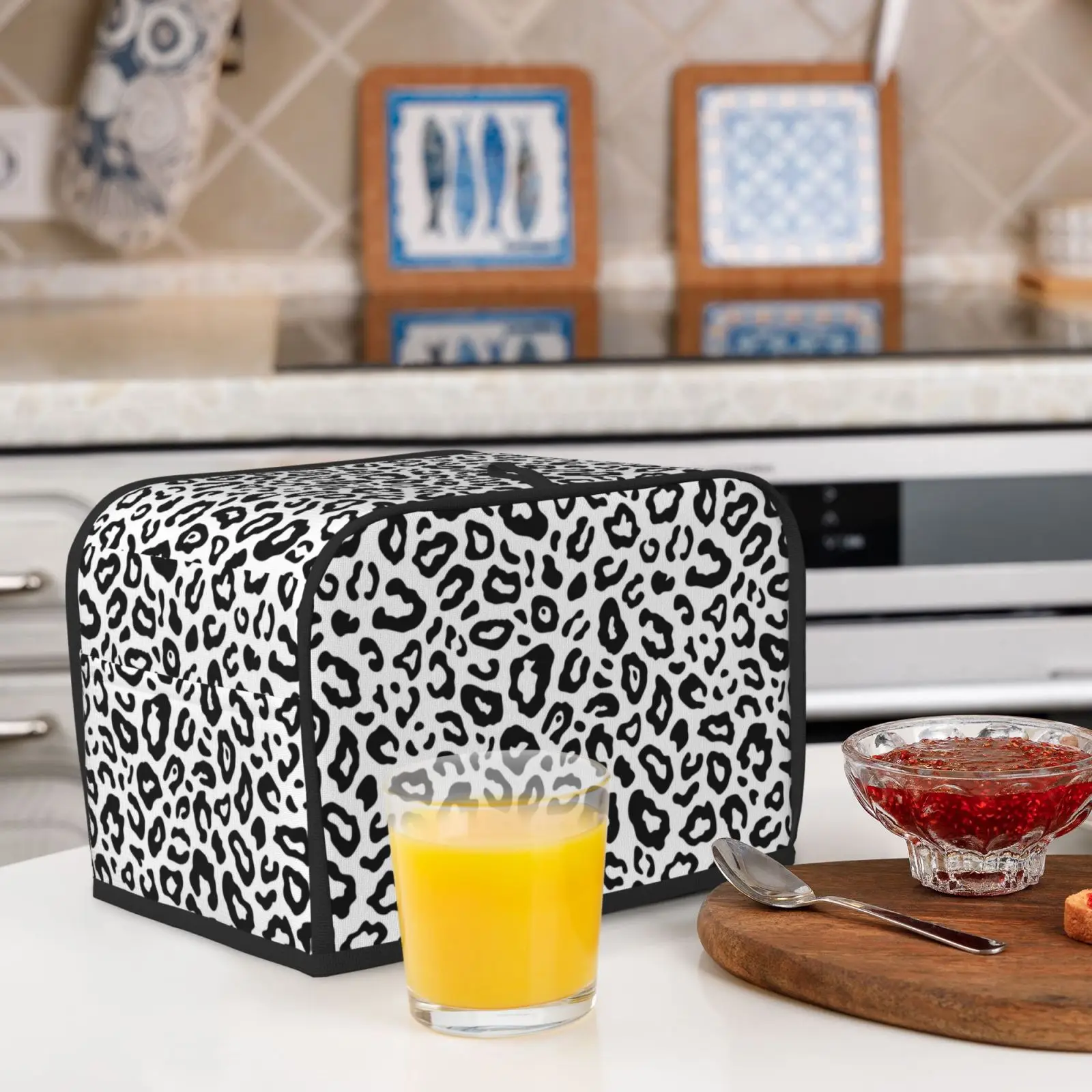 Leopard Print Toaster Cover Anti Dust Cover Bread Maker Machine Toaster Cover-ups Case For 2 Slice Toaster Protective Cover