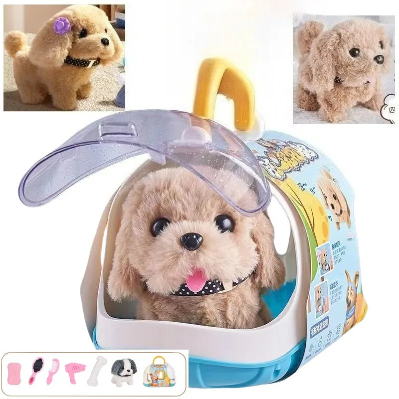 ของเล่นเสริมพัฒนาการสมองลูกสุนัขไฟฟ้าแบบโต้ตอบ - สุนัขขนฟูเหมือนจริงที่เห่าได้ เดินได้ สำหรับเด็ก ของขวัญวันเกิดคริสต์มาส