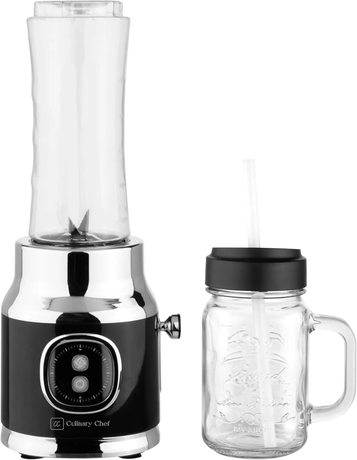 

Retro Smoothie Maker with Mason Jar, 300W Personal Blender for Shakes & Smoothies, Dishwasher Safe, BPA-Free, Black