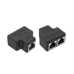 1 to 2 Ways Ethernet RJ45 Female Cable Splitter Adapter Connector for Router PC Laptop IP Camera TV Box