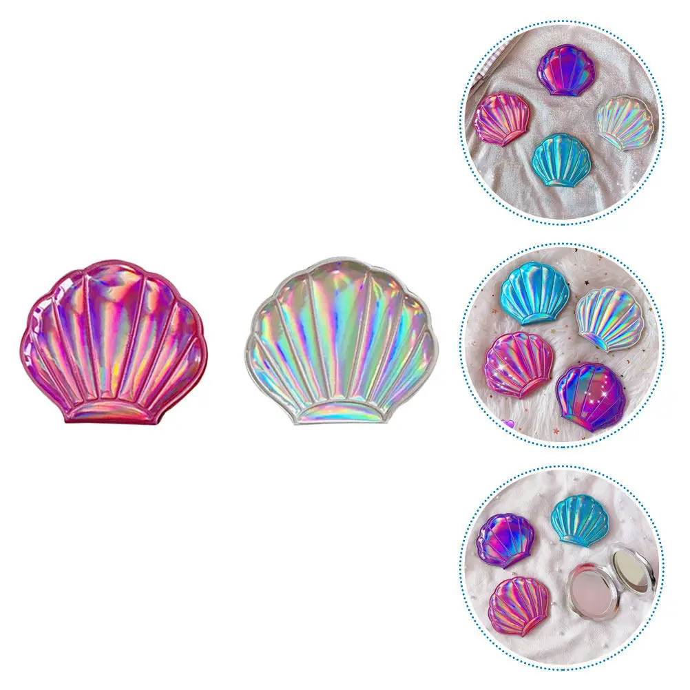 

2 шт. компактных складных зеркала для макияжа в форме ракушки для женщин, винтажные двусторонние зеркала для путешествий, незаменимые для красоты