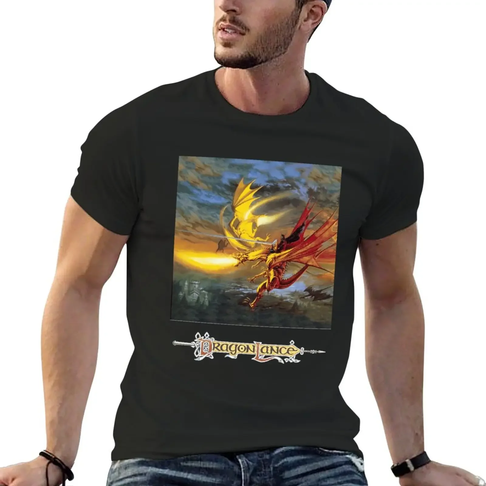 New DragonLance Legend of Huma artwork T-Shirt T-Shirt graphics t shirt Blouse plus size t shirts t shirts men